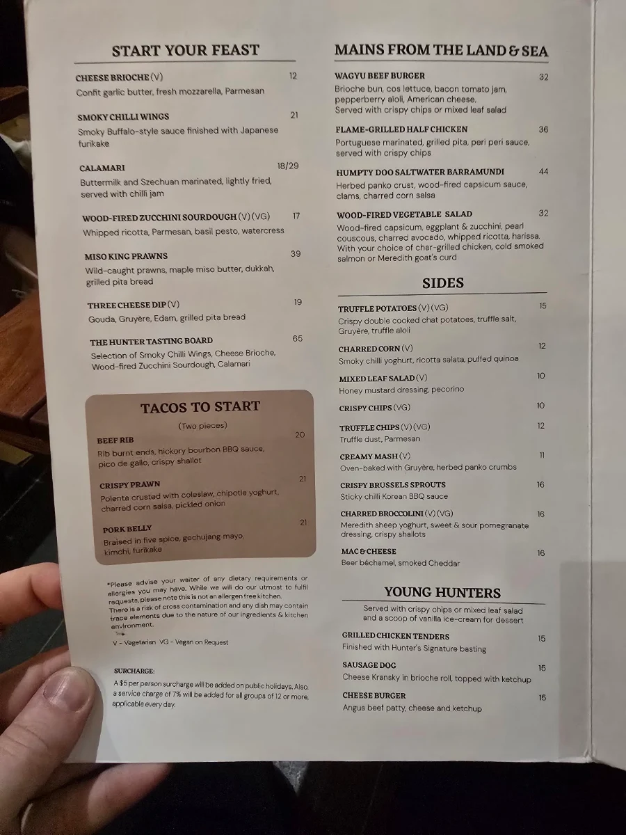 Menu, Hunter & Barrel Parramatta