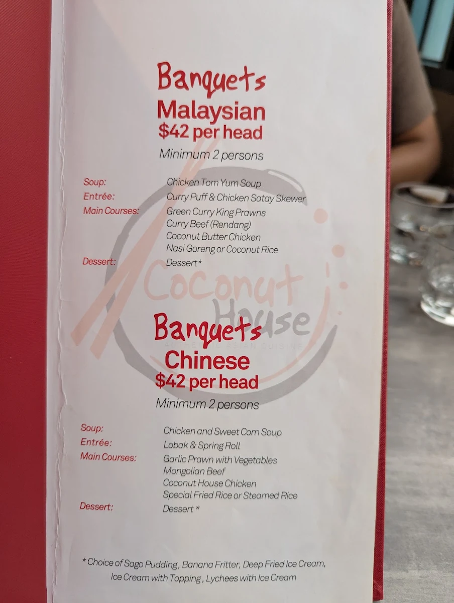 Menu, Coconut House