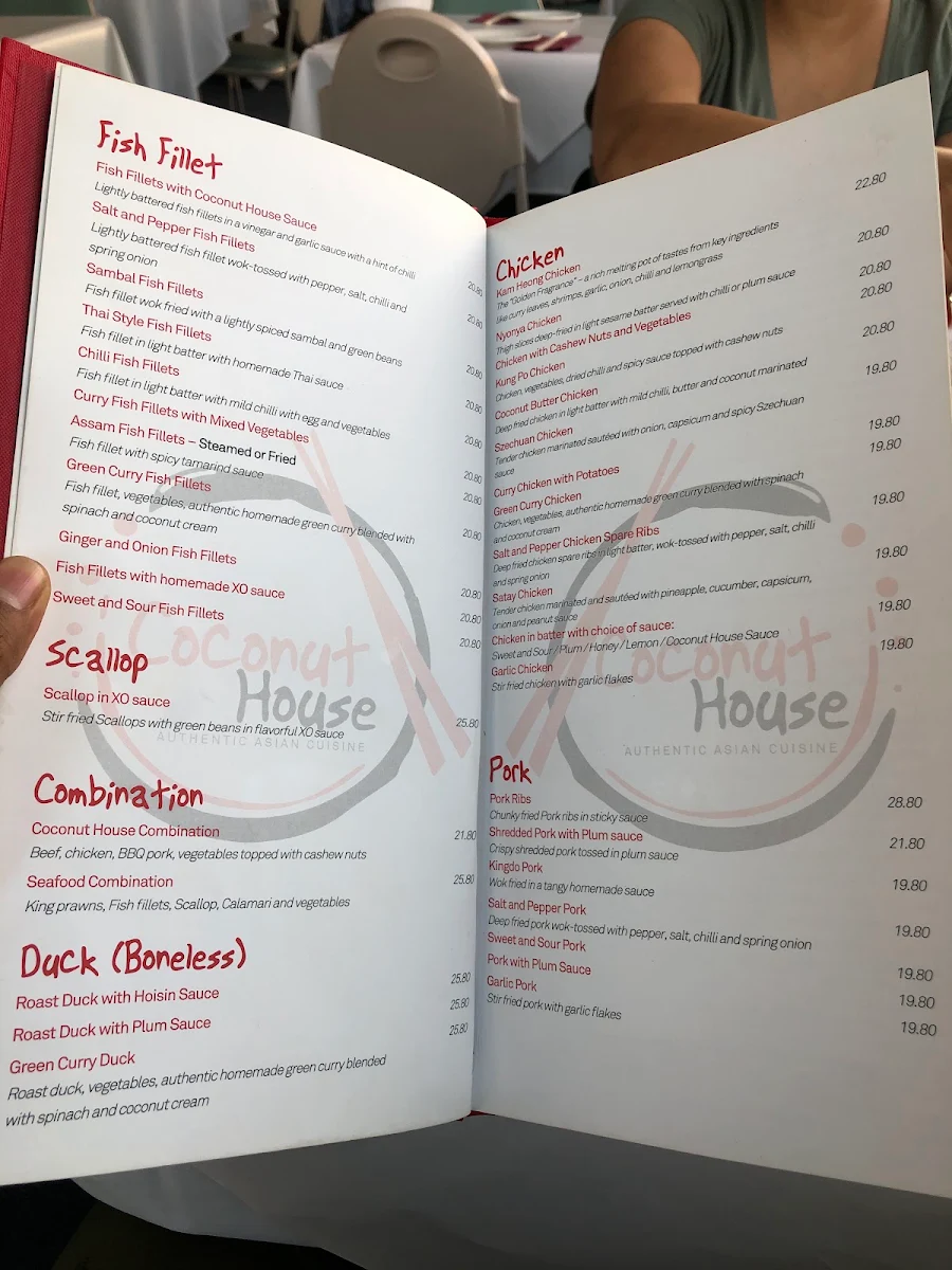 Menu, Coconut House