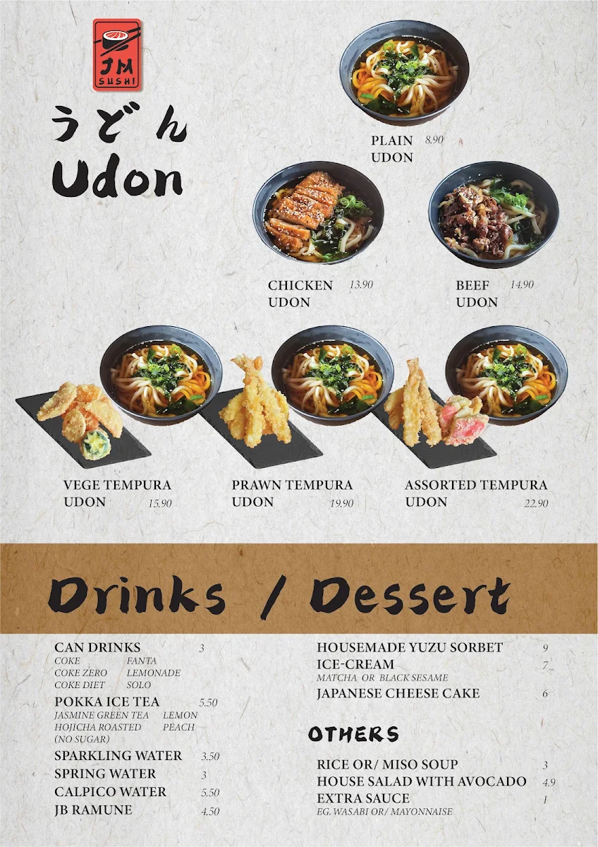 Menu, JM SUSHI