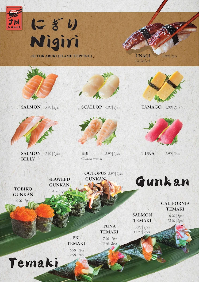 Menu, JM SUSHI