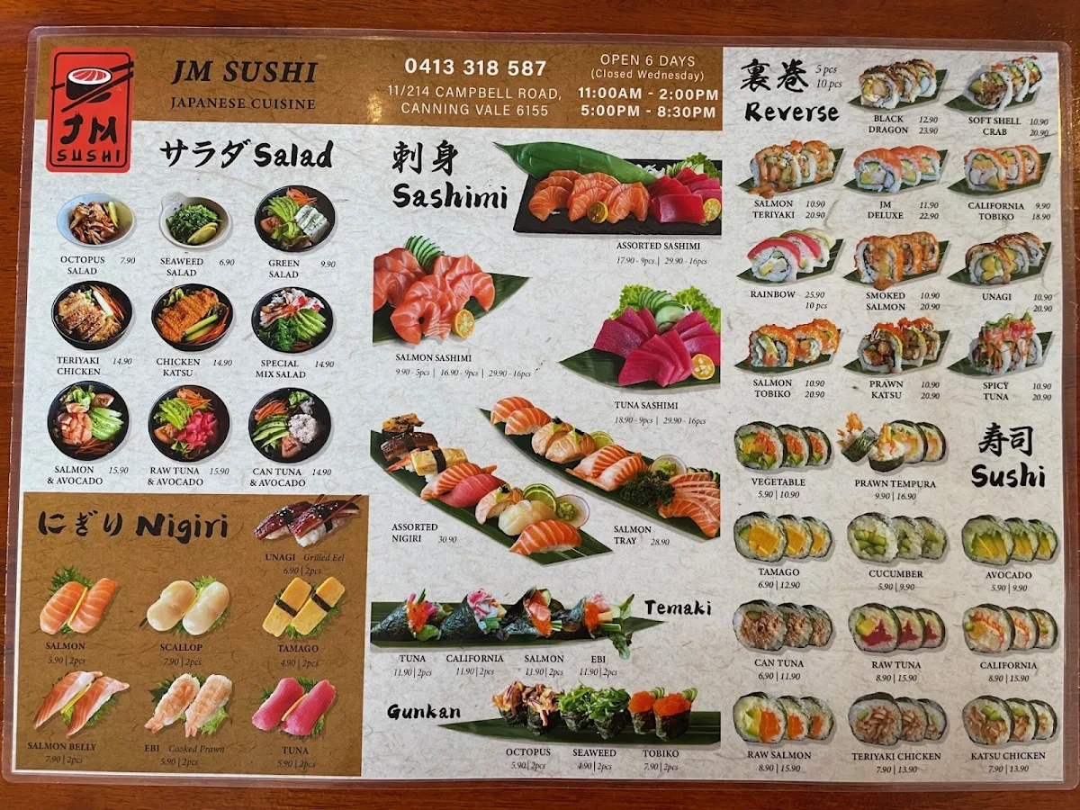 Menu, JM SUSHI