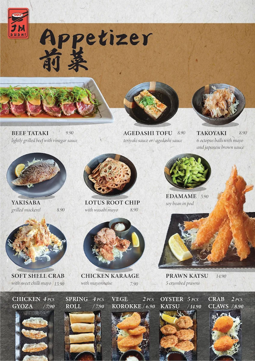 Menu, JM SUSHI