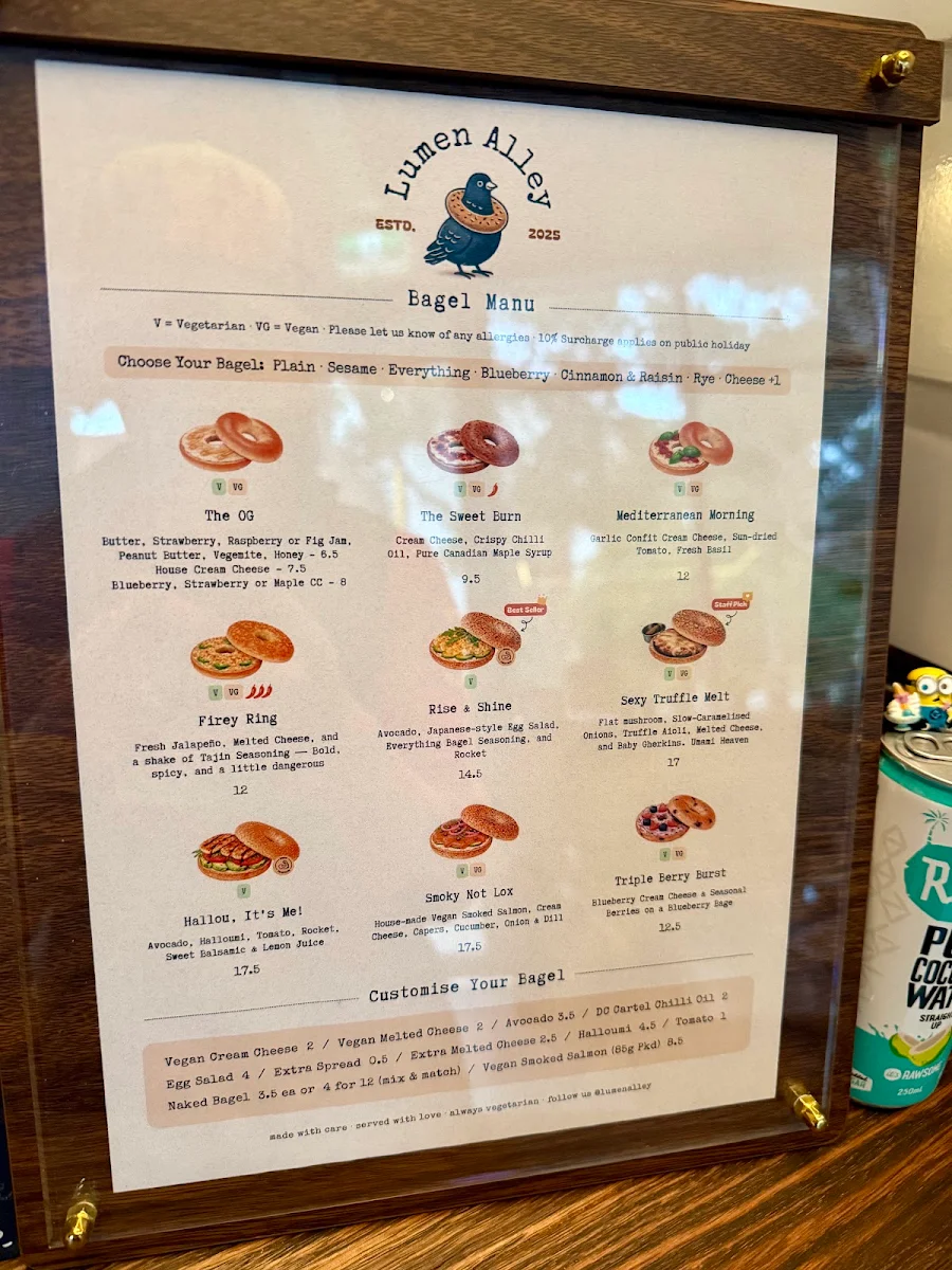 Menu, Lumen Alley Coffee & Bagels