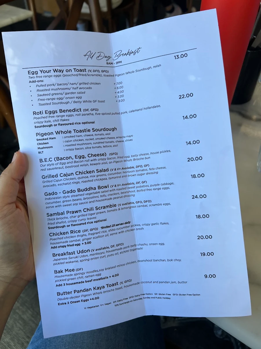 Menu, Bumi Coffee