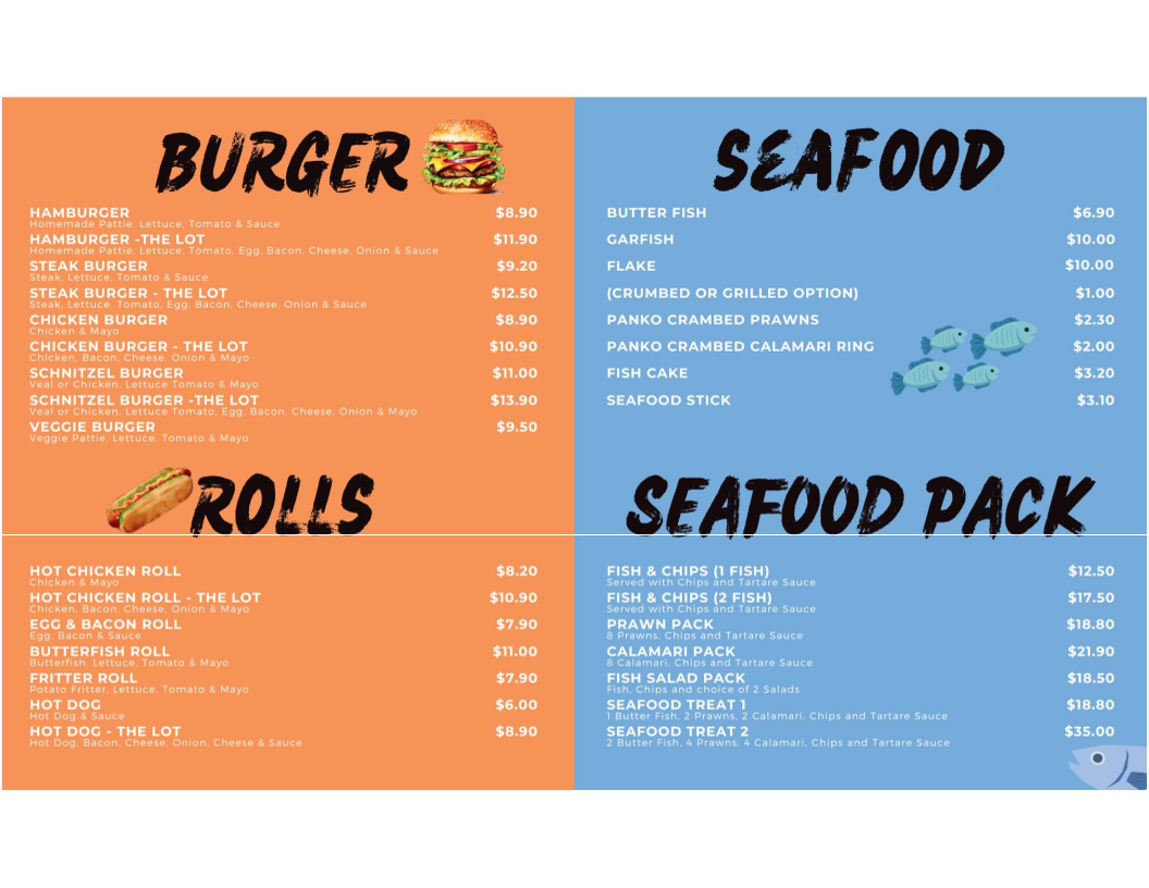 Menu, Hope Valley Chicken & Seafood