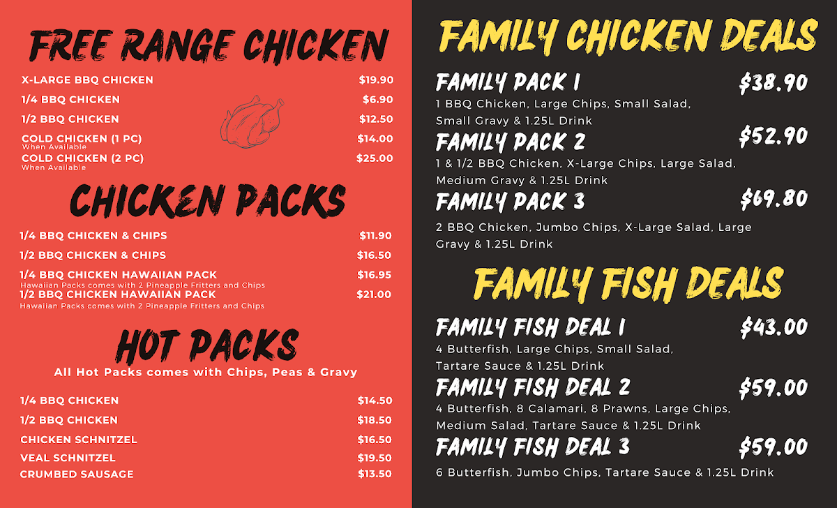 Menu, Hope Valley Chicken & Seafood