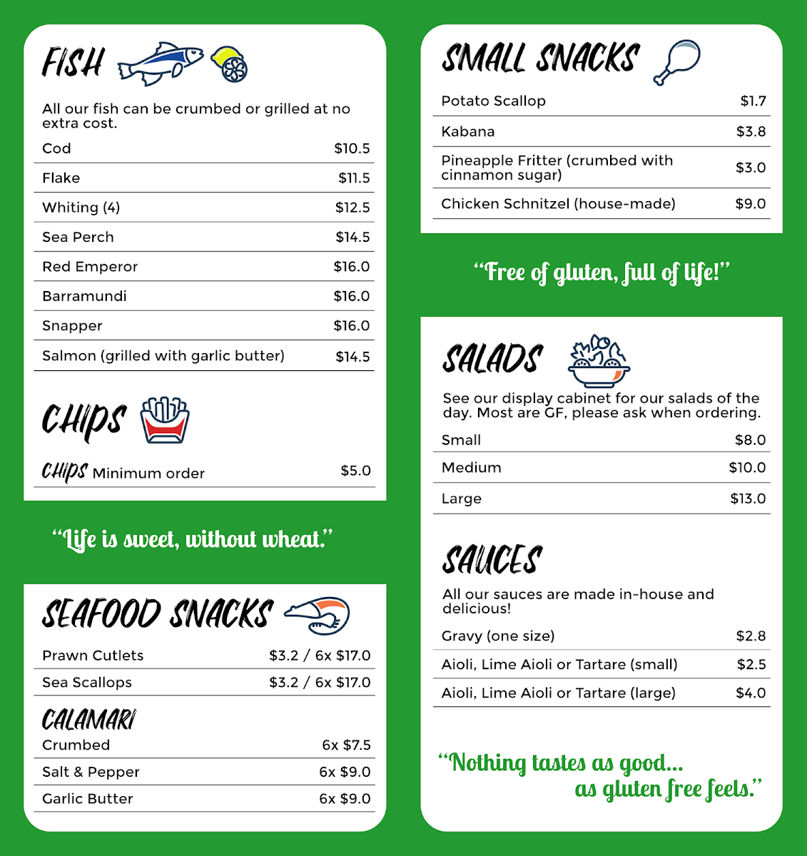Menu, The Happy Fryer