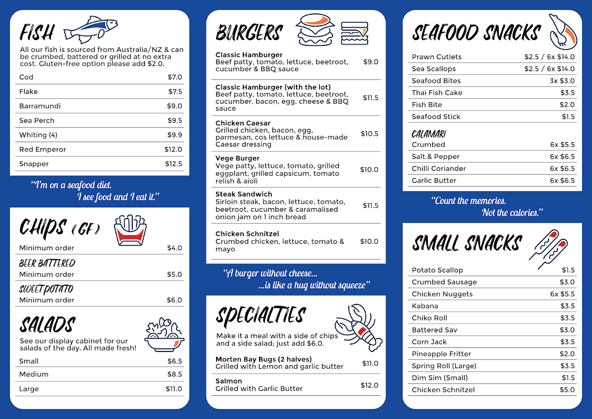 Menu, The Happy Fryer