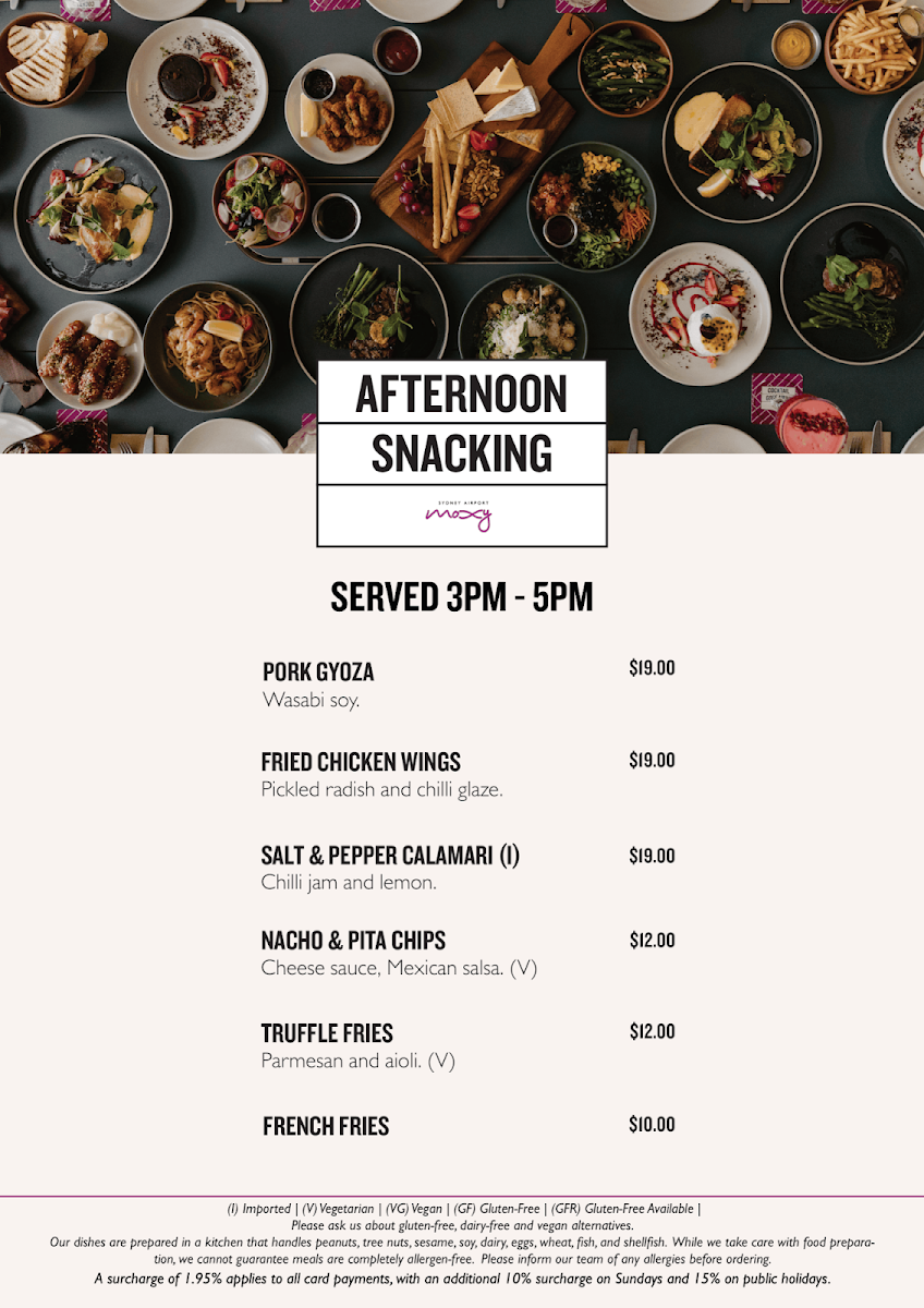 Menu, MOXY Kitchen & Bar Moxy