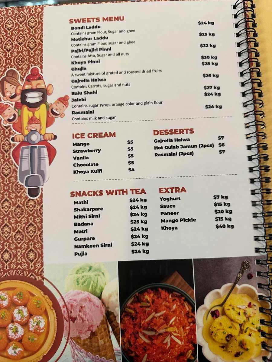 Menu, Khalsa Sweets And Snacks
