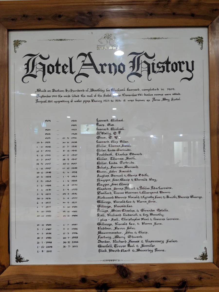 Menu, Hotel Arno
