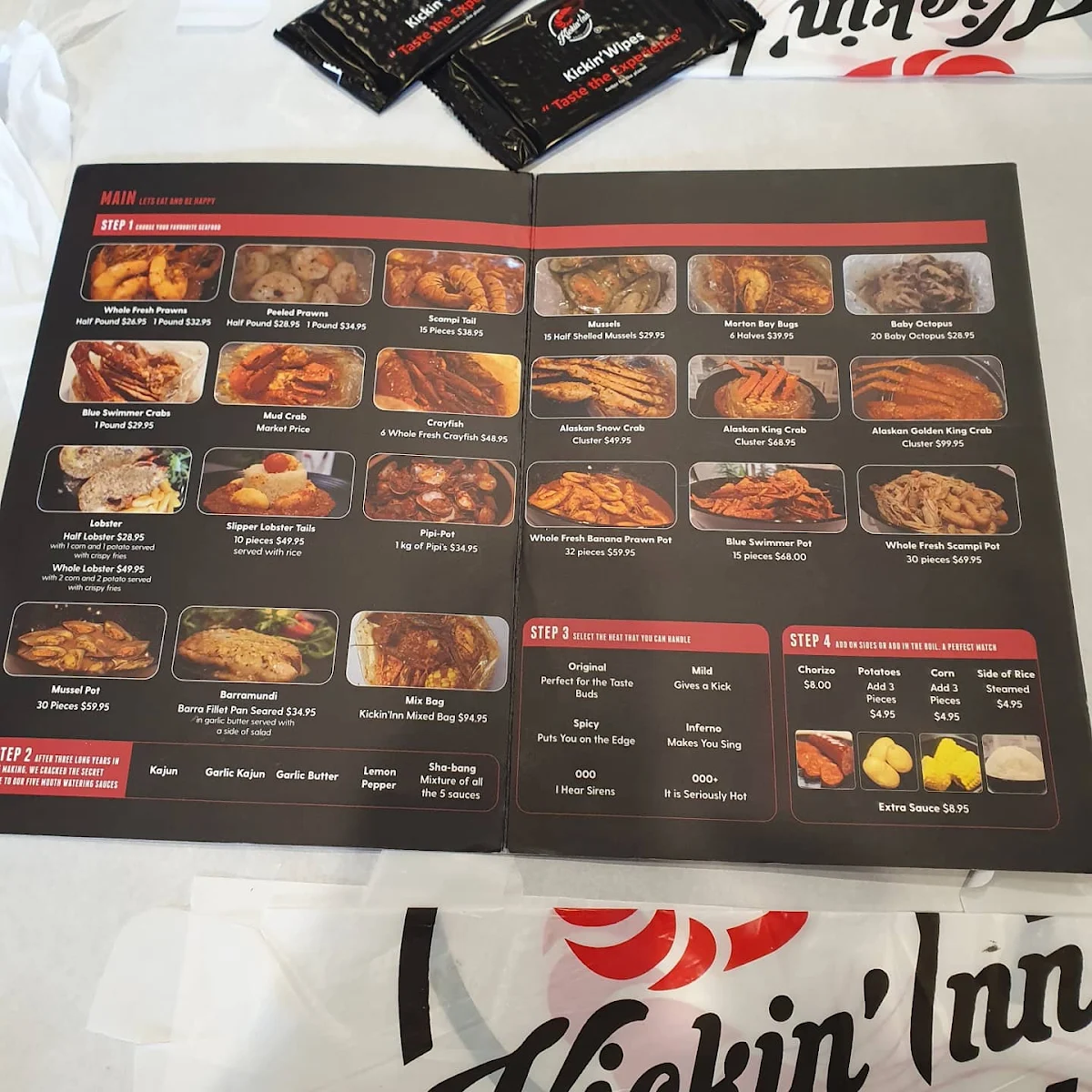 Menu, Kickin'Inn, Canley Heights