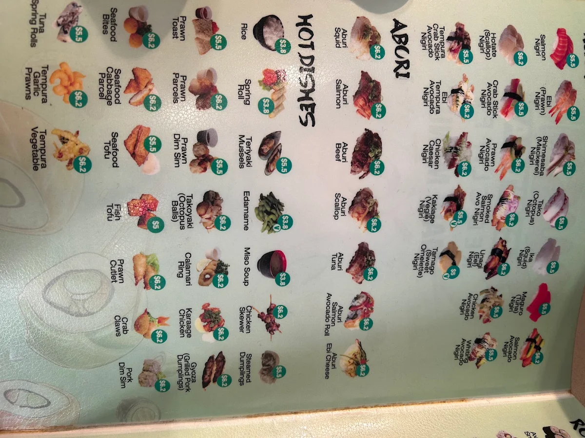 Menu, Sushi Central