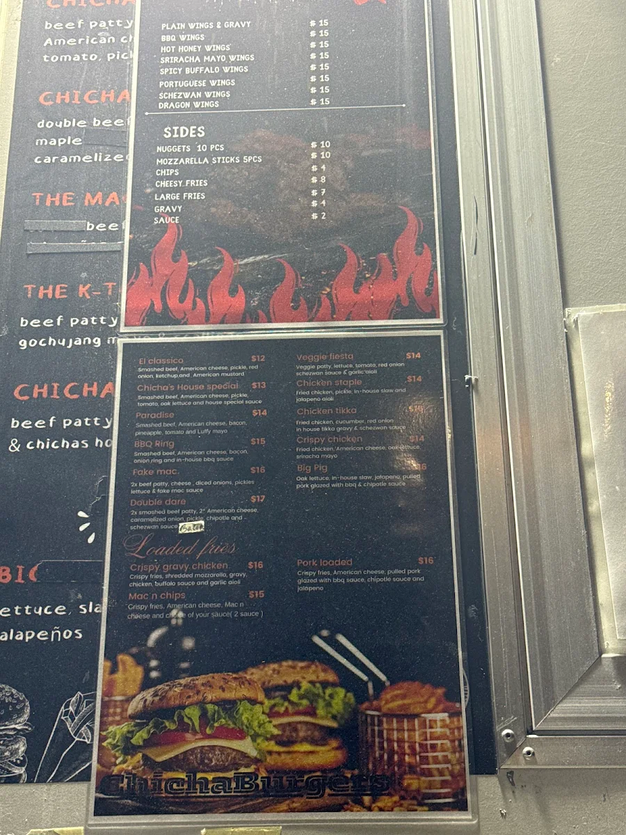 Menu, Chicha Burgers
