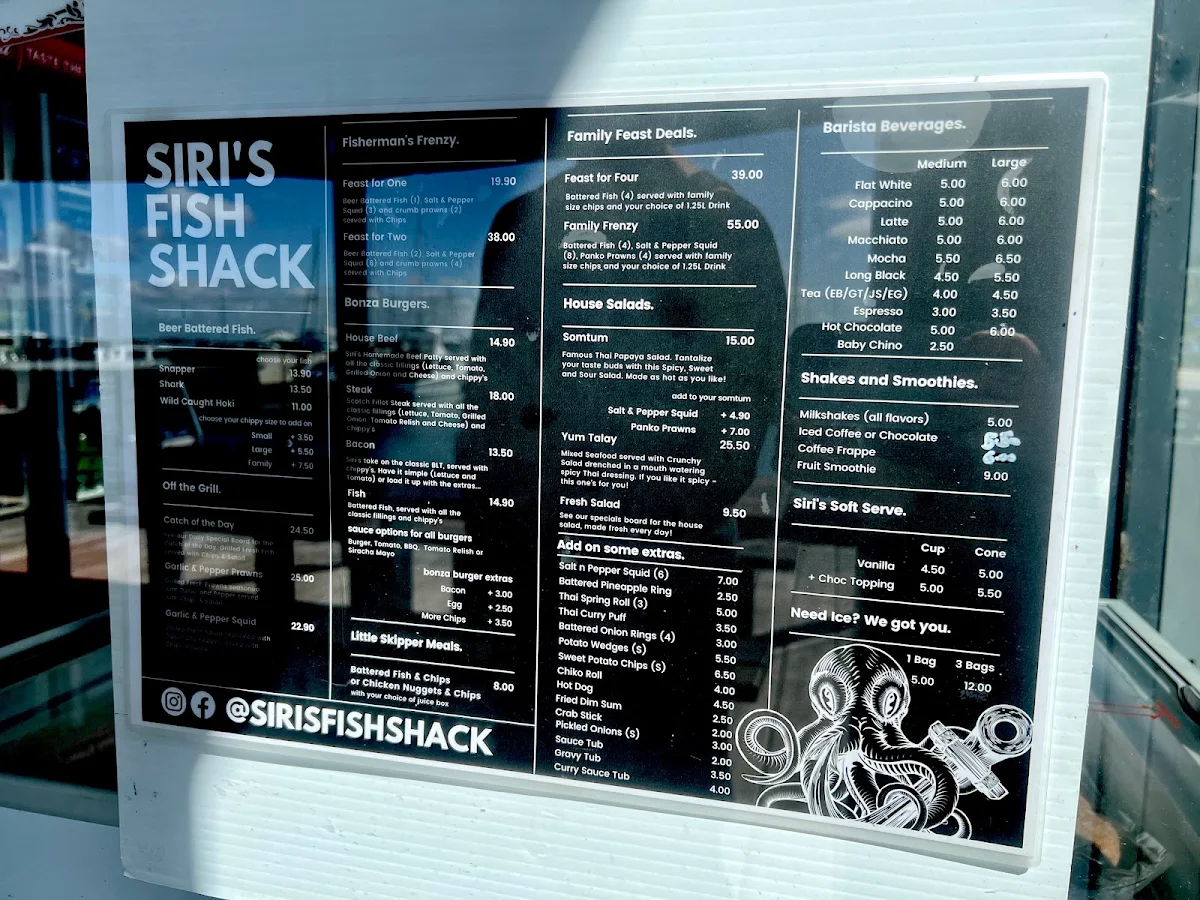 Menu, Siri’s Fish Shack