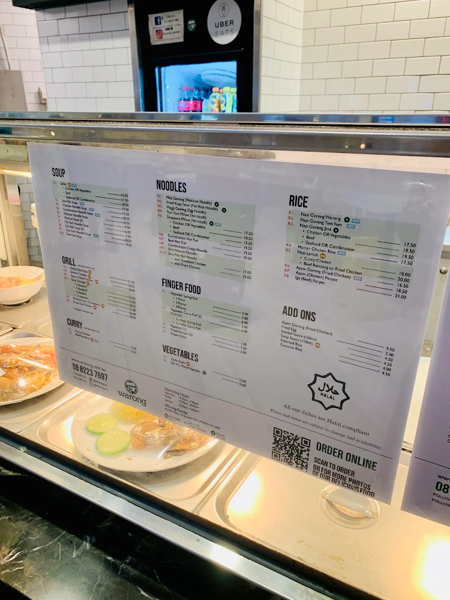 Menu, Warong