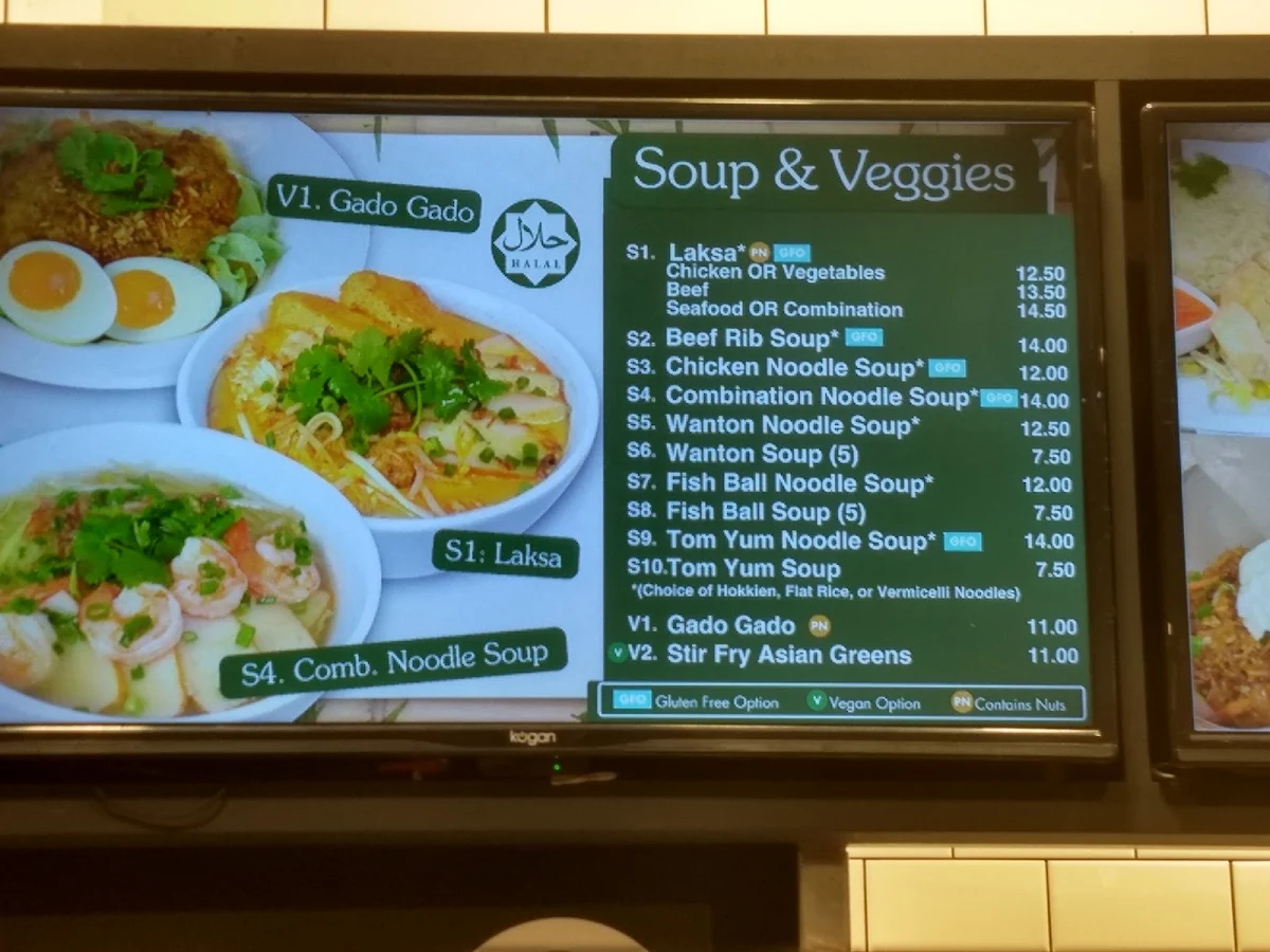 Menu, Warong