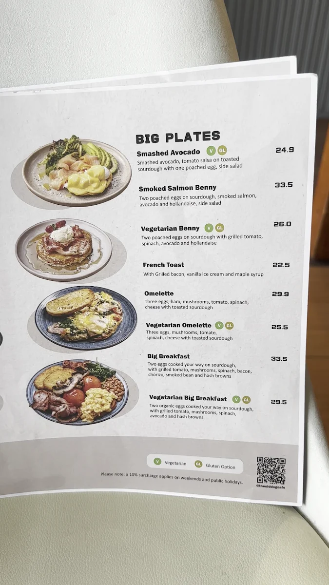 Menu, The Old Dog Cafe