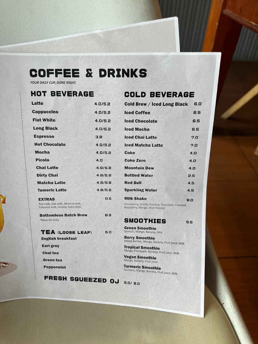 Menu, The Old Dog Cafe
