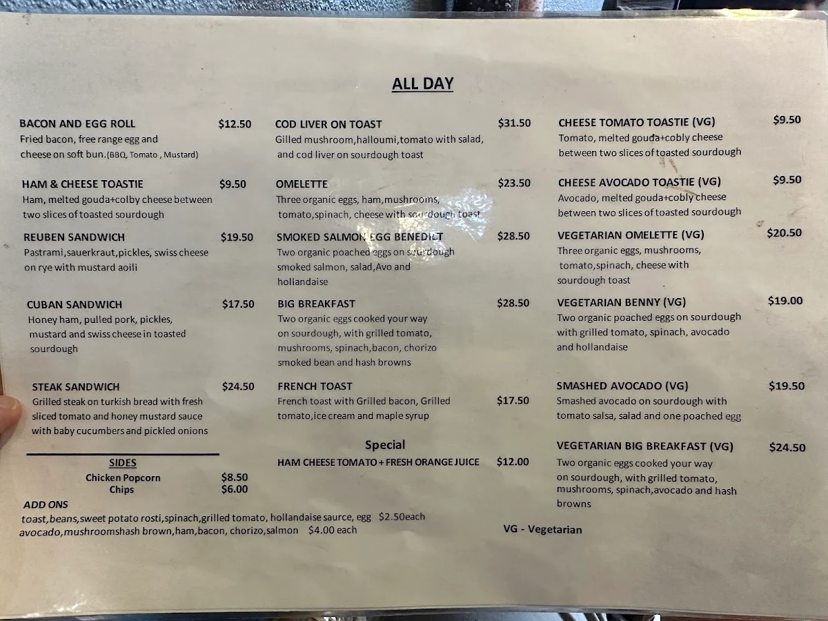 Menu, The Old Dog Cafe