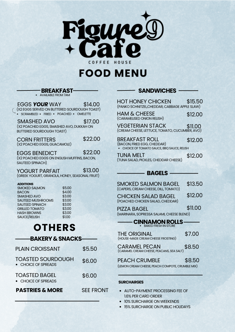 Menu, Figure9 Cafe