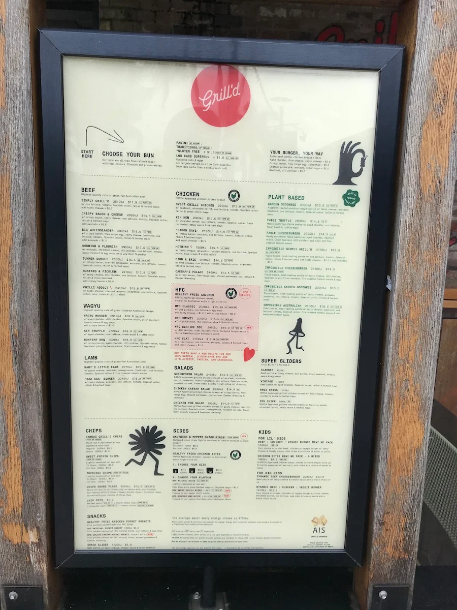Menu, Grill'd Burgers - Chermside