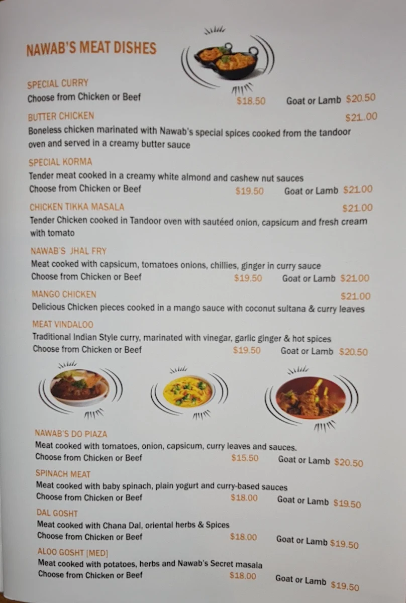 Menu, Nawab's