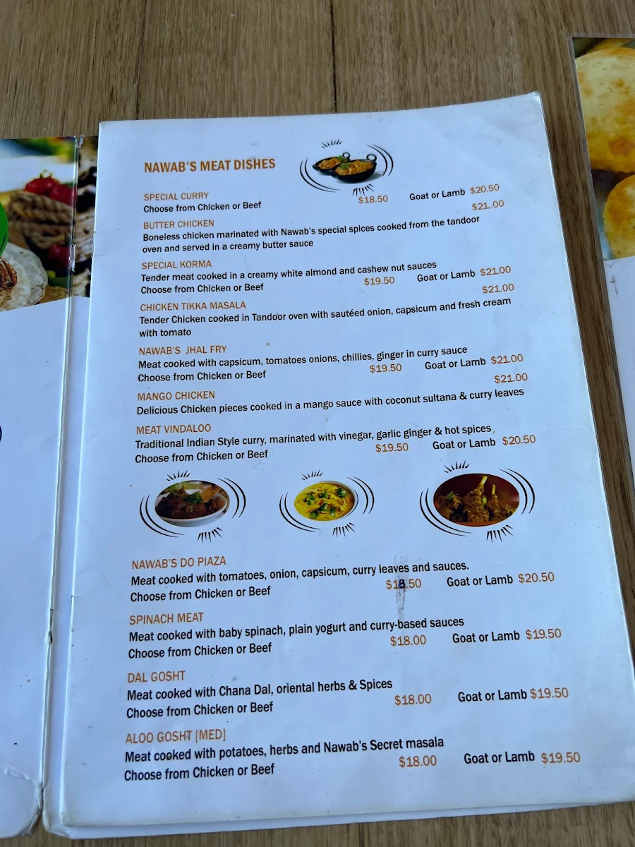 Menu, Nawab's