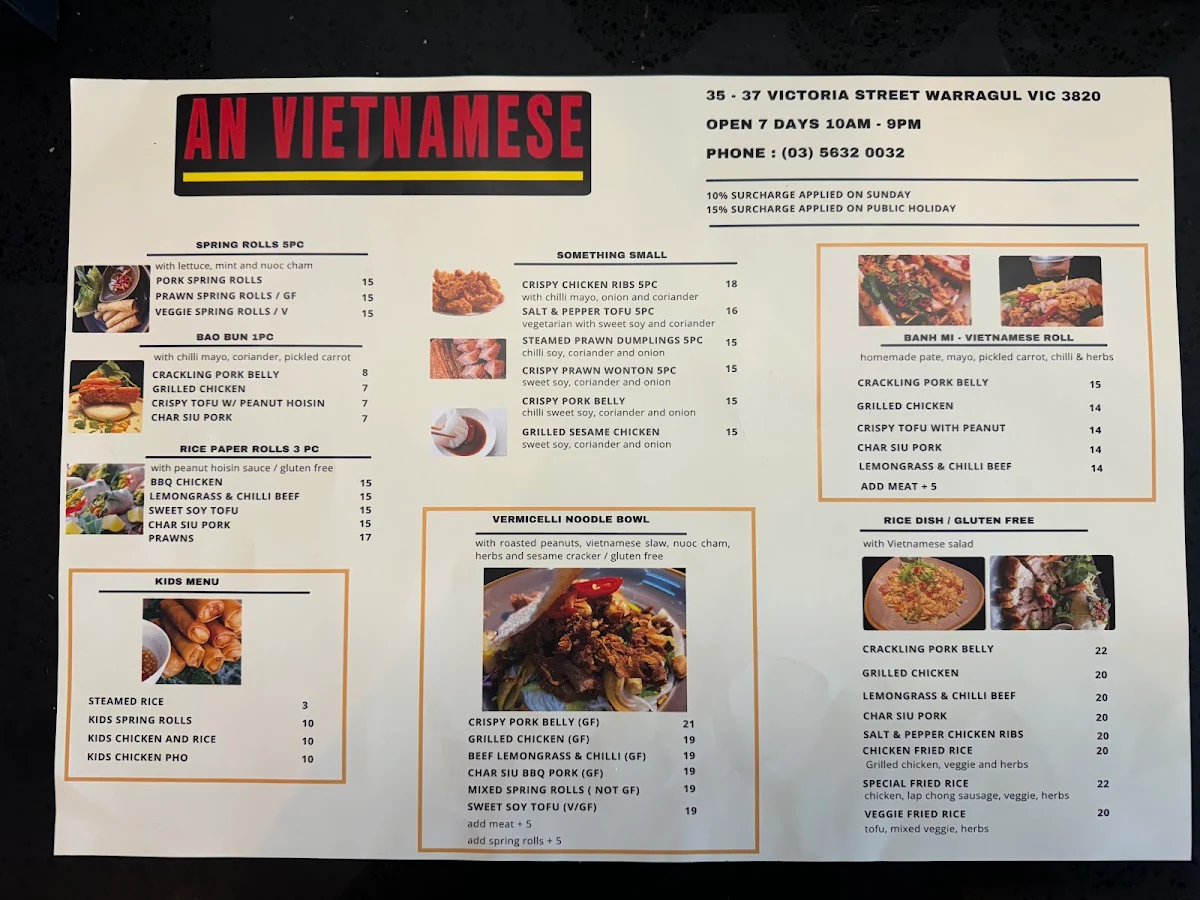 Menu, AN VIETNAMESE