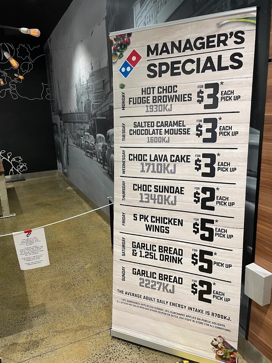 Menu, Domino's Pizza Hawthorn