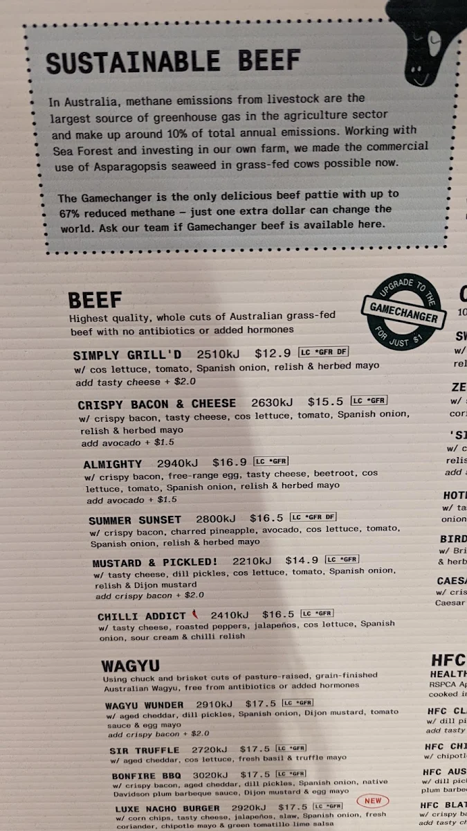 Menu, Grill'd Burgers - Melbourne Central