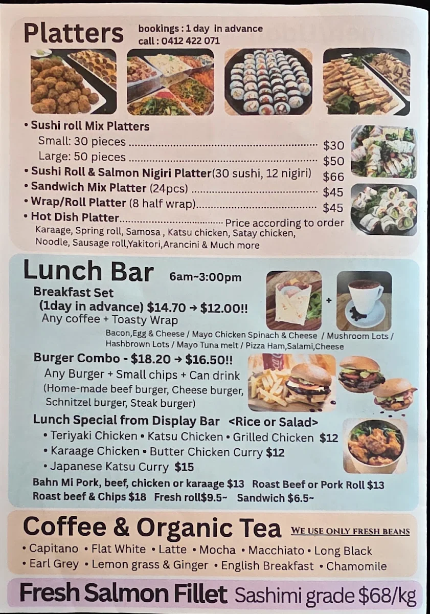 Menu, Koko's Kitchen