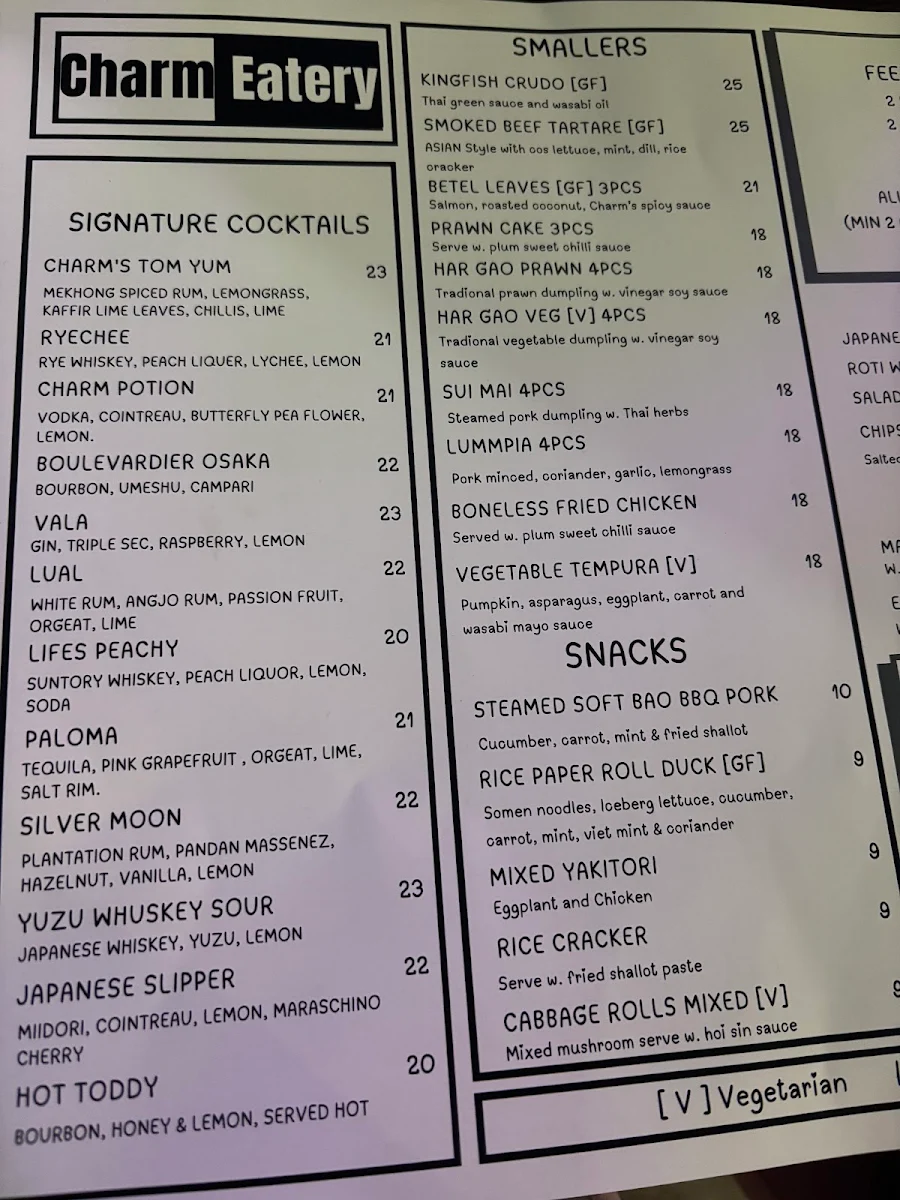 Menu, Charm Eatery