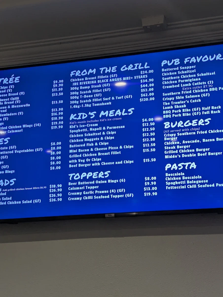 Menu, Bridge Hotel