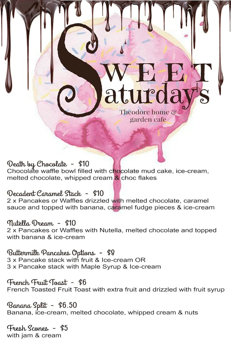 Menu, Theodore Home & Garden Cafe