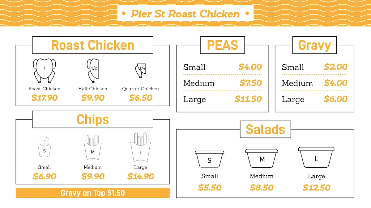 Menu, Pier Street Charcoal Chicken