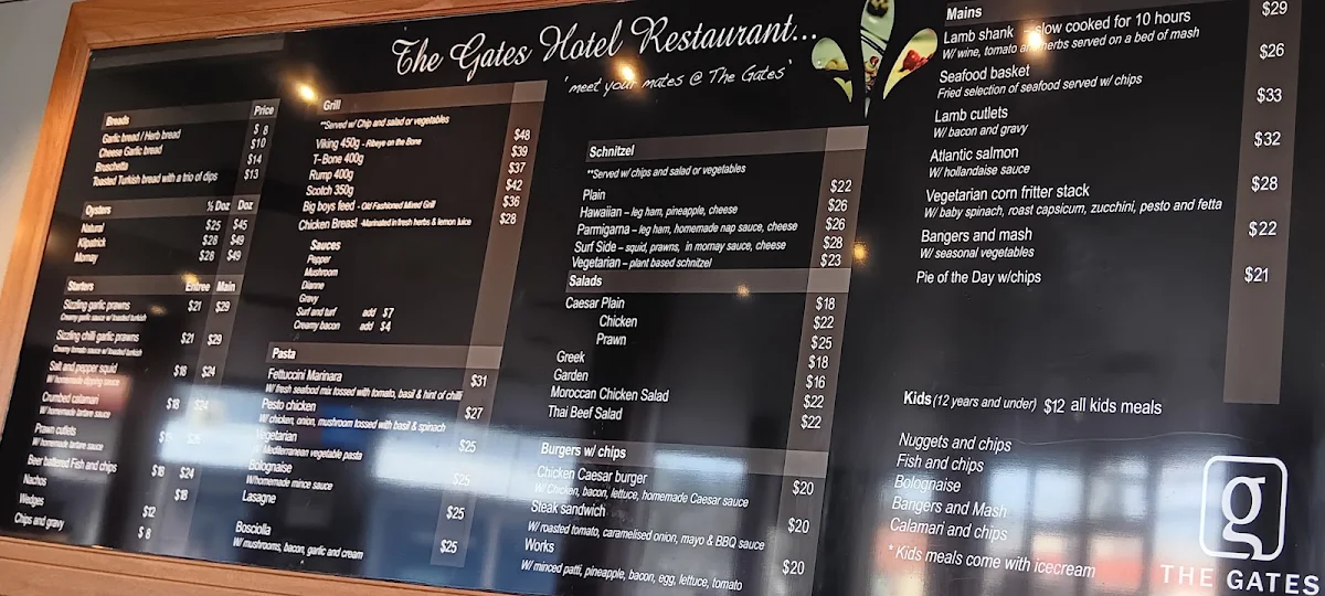 Menu, The Gates Hotel