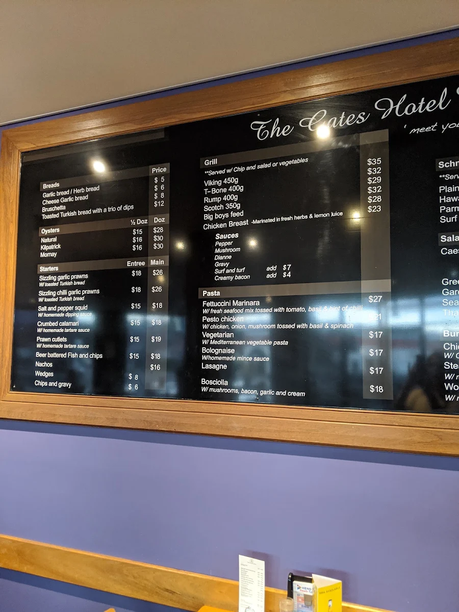 Menu, The Gates Hotel