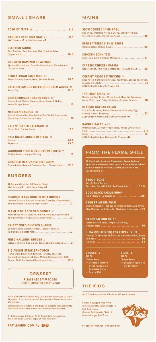 Menu, Rattle n Hum Cairns