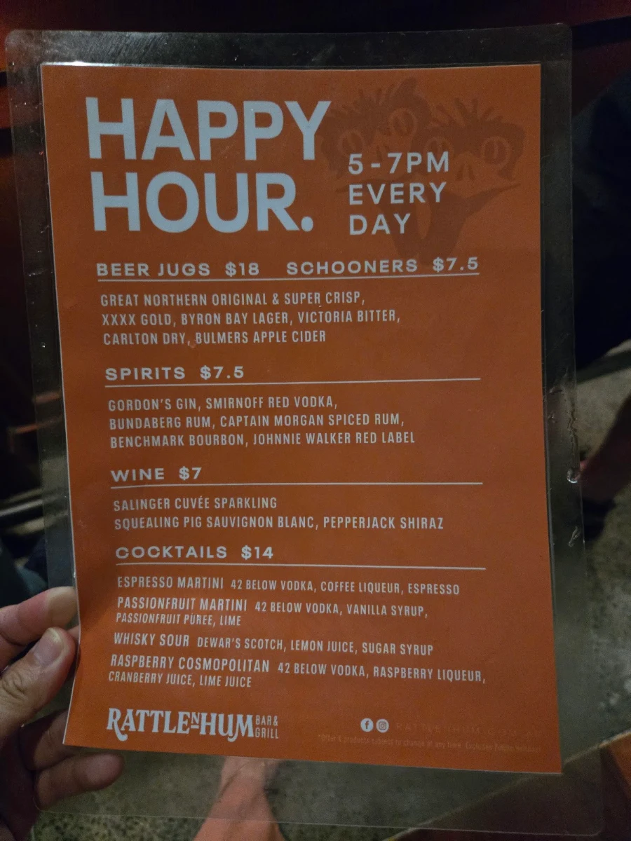 Menu, Rattle n Hum Cairns