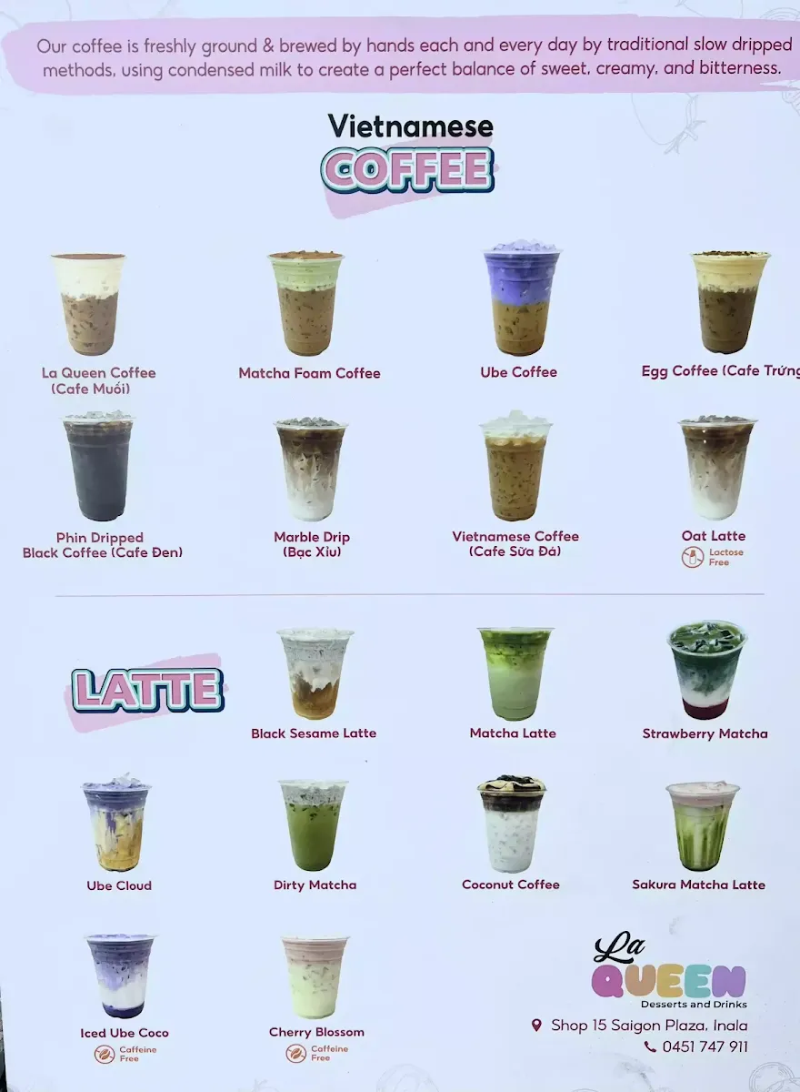 Menu, LA QUEEN DESSERTS AND DRINKS