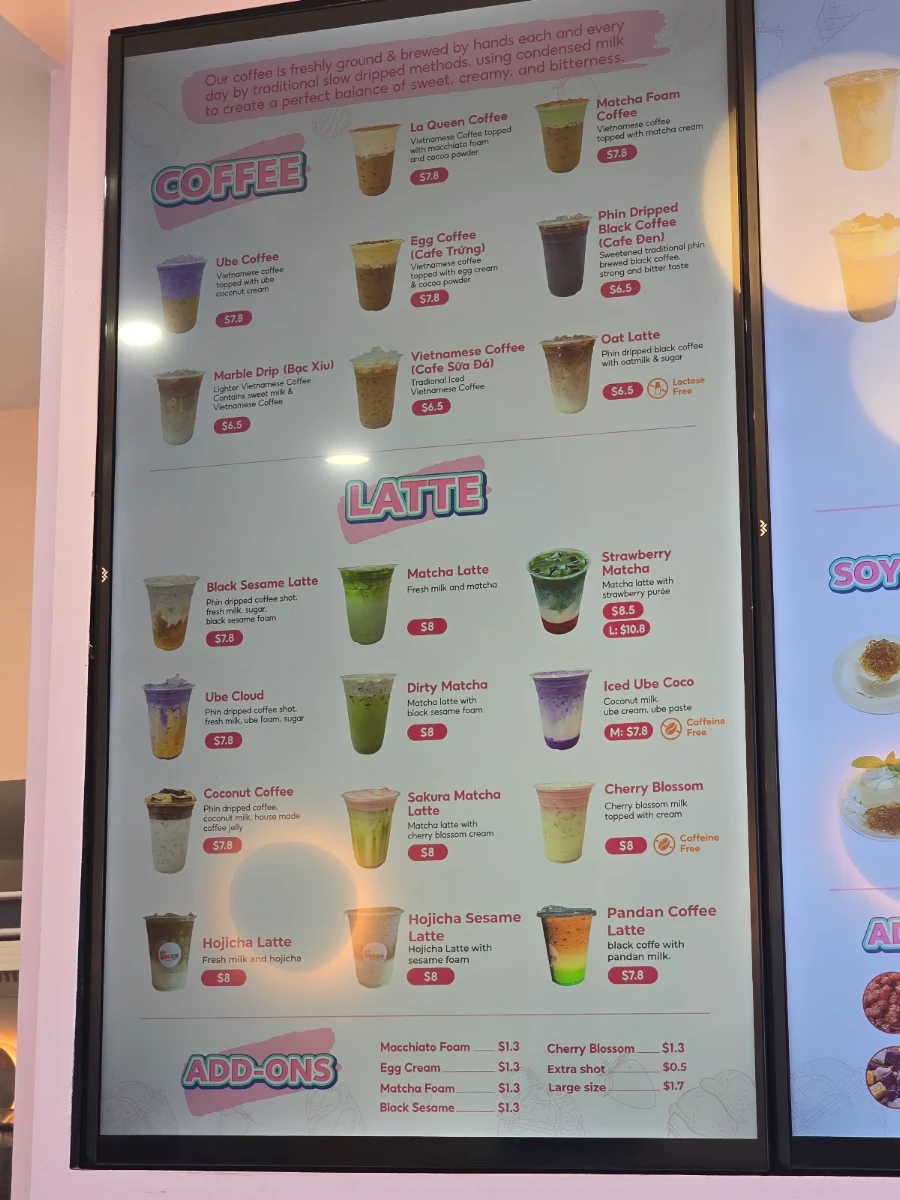 Menu, LA QUEEN DESSERTS AND DRINKS