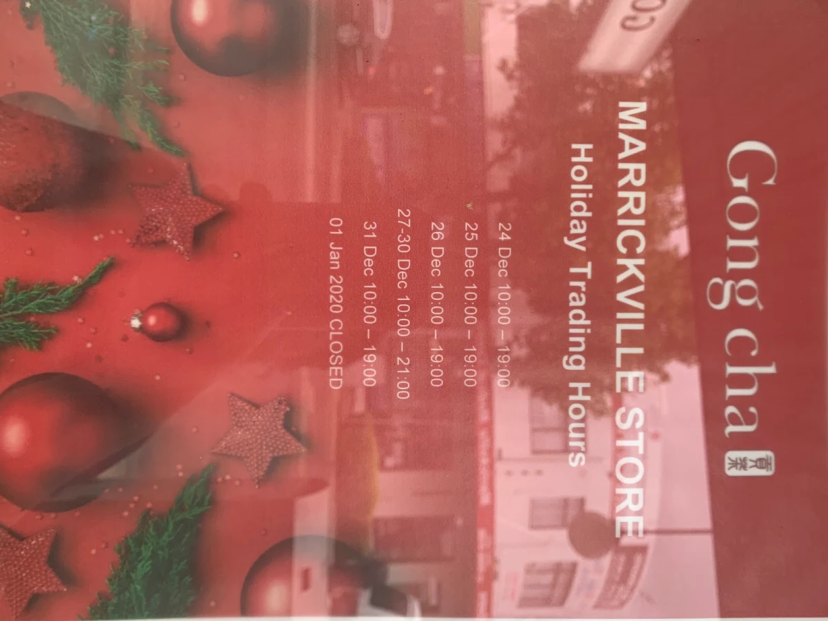 Menu, Gong Cha Marrickville