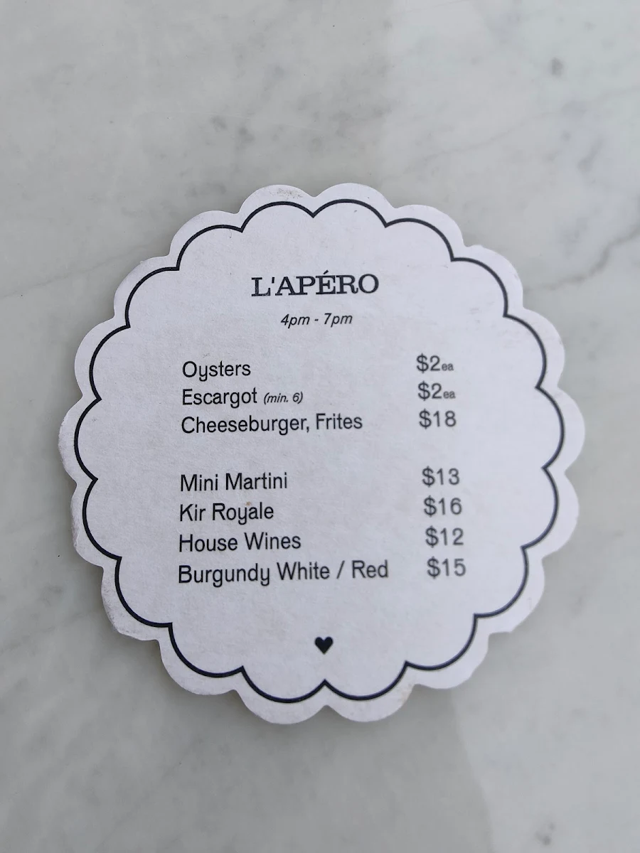 Menu, Café Loulou