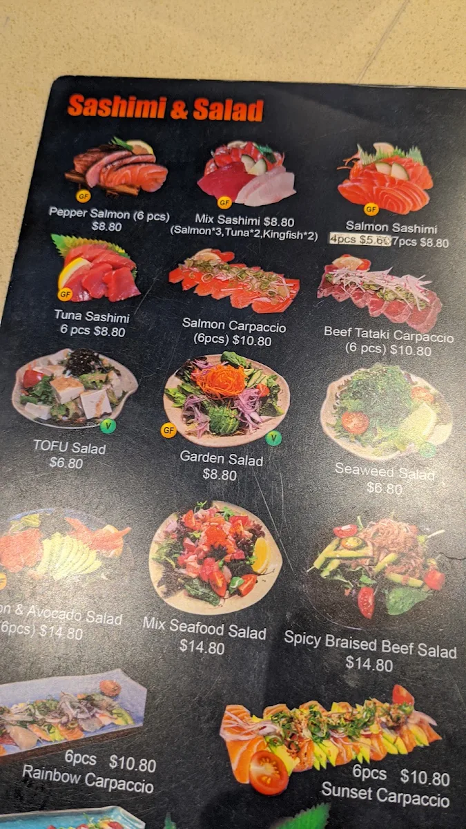Menu, Sushi Dragon