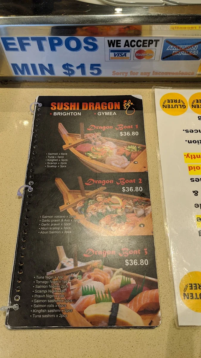 Menu, Sushi Dragon