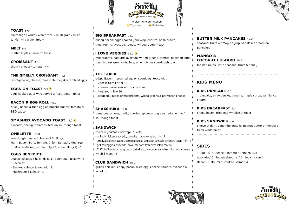 Menu, Smelly Cheesecake Northrocks