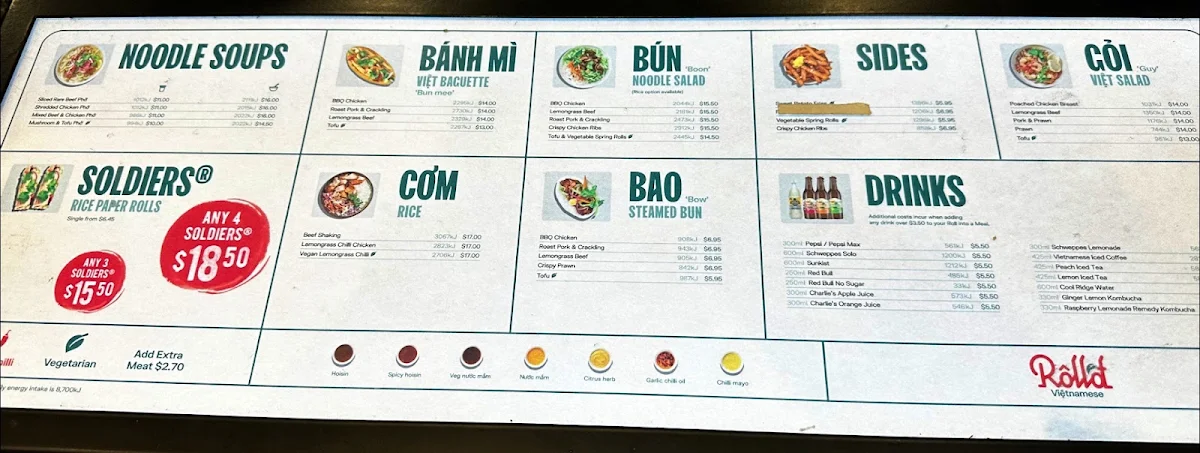 Menu, Roll'd Brisbane Airport