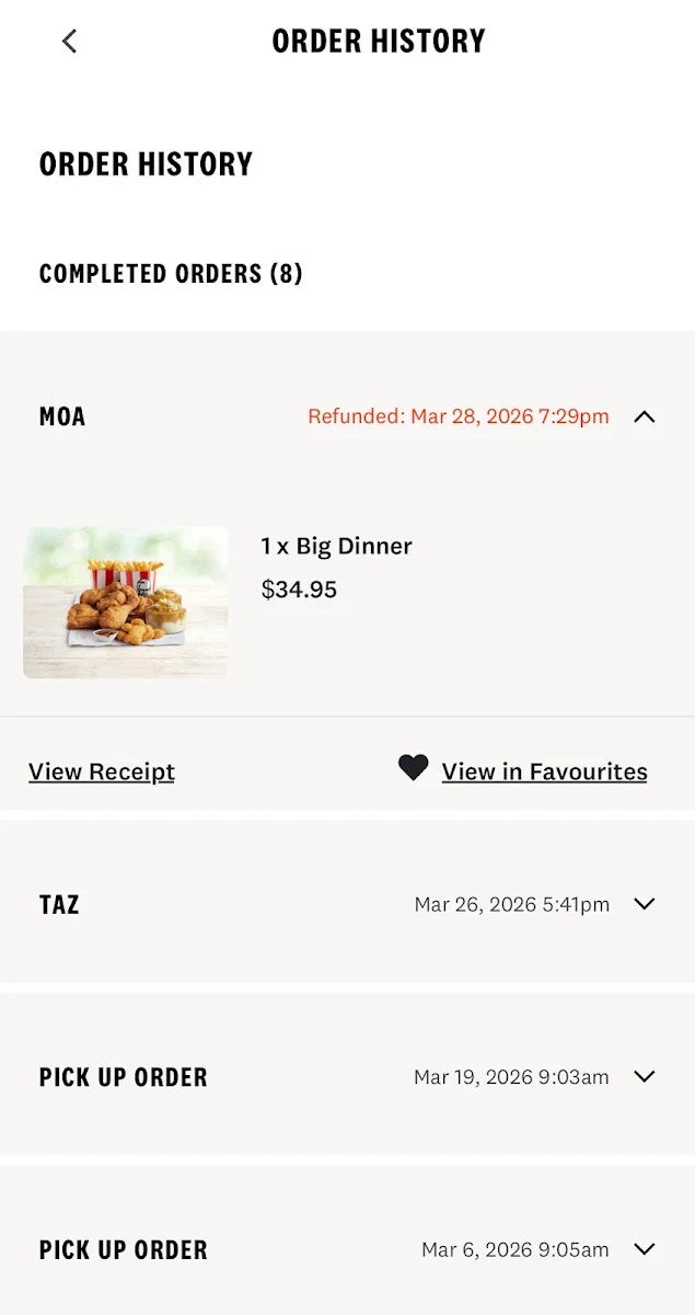 Menu, KFC Ashmore